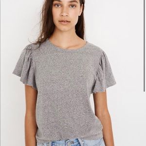 Madewell Gray Flutter Sleeve T - XXL